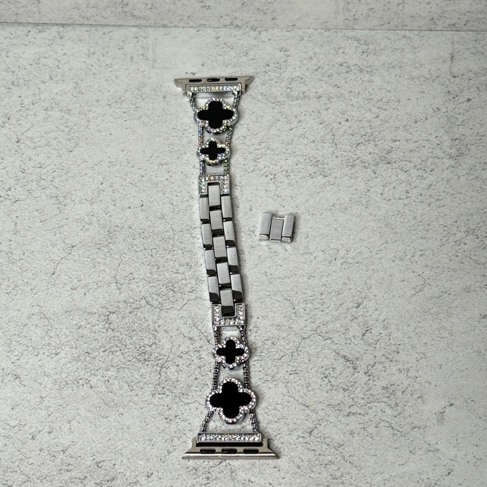 Silver and Black Watch Band